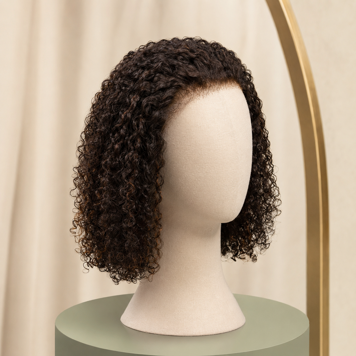 Natural black textured-curl custom cranial prosthesis